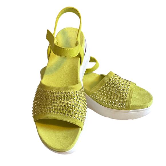 Kenneth Cole Reaction Hera Knit Jeweled Sport Sandal Lime 9M - Picture 9 of 11